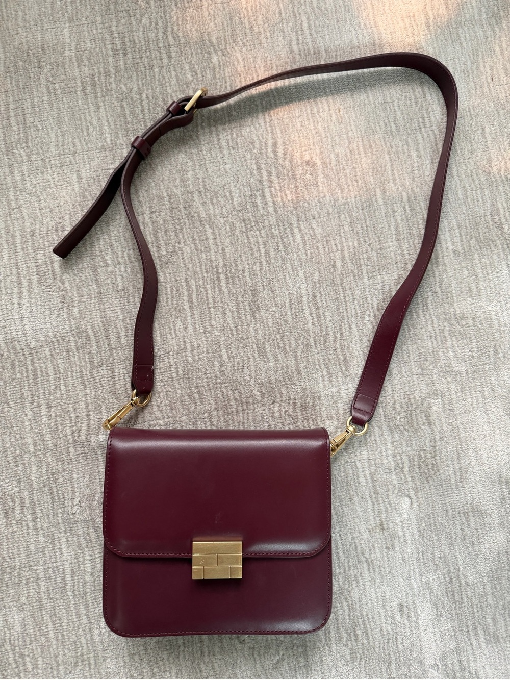 Frame Le Signature Mini Crossbody Leather Bag in Oxblood